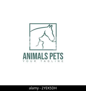 Image vectorielle de conception de logo d'animal de chat de chien de cheval Illustration de Vecteur