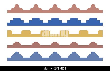 Silhouette de haut de mur arabe, forme. Bordure avec motif oriental. Éléments vectoriels pour carte mubarac eid, fond. Illustration de Vecteur