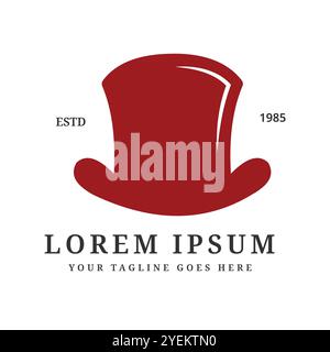 Red Top Hat logo style vintage et élégant. Convient aux entreprises telles que boutique, hôtel, restaurant Vector logo Design élément illustration Illustration de Vecteur