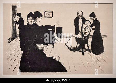 La morte nella stanza della malata ( mort dans la chambre de malade) - litografia - Edward Munch - 1896 - Oslo, Museo Munch Banque D'Images