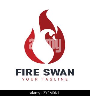 Flamme de feu avec cygne pour Restaurant logo Design Vintage Retro Vector illustration Illustration de Vecteur