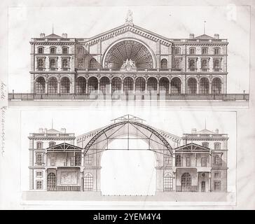 Illustration vintage de Paris, Gare de l'est. France. Mai 1932. Banque D'Images