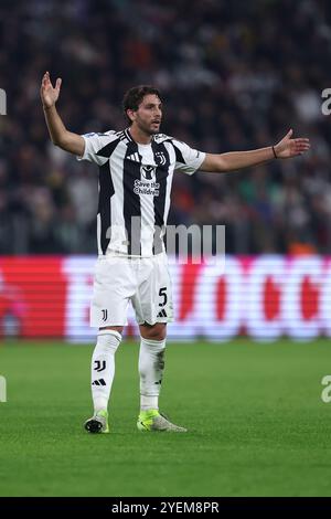 Turin, Italie. 30 octobre 2024. Manuel Locatelli de la Juventus FC fait des gestes lors du match de Serie A entre la Juventus FC et Parme au stade Allianz le 30 octobre 2024 à Turin, Italie . Crédit : Marco Canoniero/Alamy Live News Banque D'Images