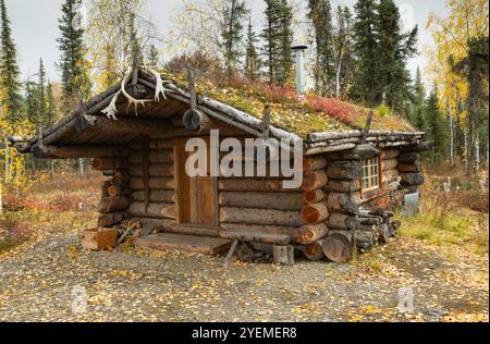 Cabine de mineur ; écran BLM ; Coldfoot Alaska Banque D'Images