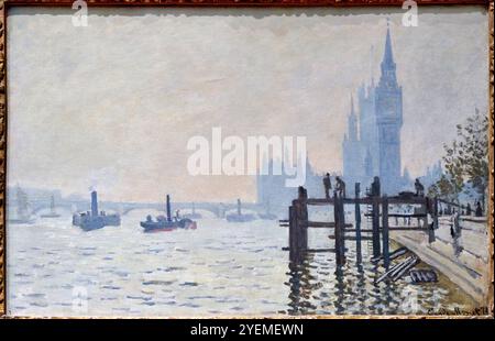 La Tamise en contrebas de Westminster, vers 1871, Claude Monet (1840-1926), la National Gallery, Londres, ROYAUME-UNI Banque D'Images