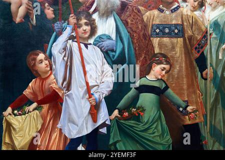 Détail, Cimabue's Cimabue's Celebrated Madonna, 1853-1855, Frederic, Lord Leighton (1830-1896), The National Gallery, Londres, Royaume-Uni Banque D'Images