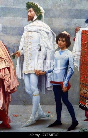 Détail, Cimabue's Cimabue's Celebrated Madonna, 1853-1855, Frederic, Lord Leighton (1830-1896), The National Gallery, Londres, Royaume-Uni Banque D'Images