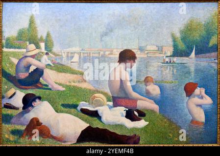 Bathers at Asnières, 1884, Georges Seurat (1859-1891), The National Gallery, Londres, ROYAUME-UNI Banque D'Images