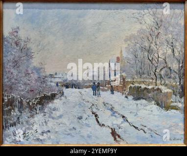 Scène de neige à Argenteuil, 1875, Claude Monet (1840-1926), National Gallery, Londres, ROYAUME-UNI Banque D'Images