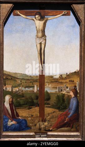 Christ Crucified, 1475, Antonello da Messina (actif en 1456 ; mort en 1479), The National Gallery, Londres, Royaume-Uni Banque D'Images