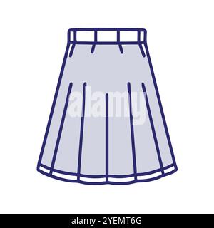 Jupe plissée Outline icône - illustration vectorielle d'une jupe plissée dans un style de contour avec une bordure. Parfait pour les graphismes de mode, les projets de conception. Illustration de Vecteur