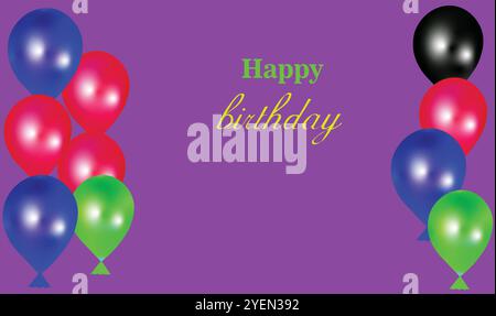 Un ensemble coloré et festif de motifs d'anniversaire, avec ballons, chapeaux de fête et confettis. Idéal pour créer des cartes d'anniversaire joyeuses Illustration de Vecteur