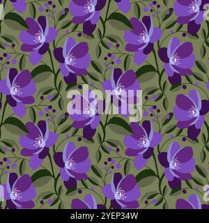 Modèle sans couture avec des fleurs violettes Banque D'Images