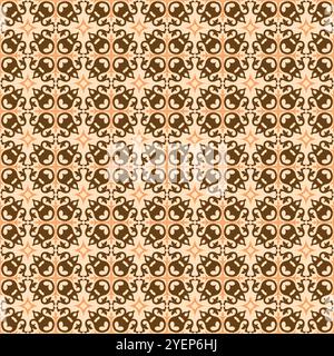 Modèle d'illustration de tuile espagnole sans couture de vecteur avec motif en céramique. Majolique sicilienne couleur brune italienne, azulejos portugais, talavera mexicain Illustration de Vecteur