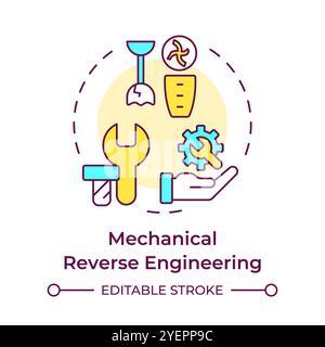 Icône de concept multicolore de rétro-ingénierie mécanique Illustration de Vecteur