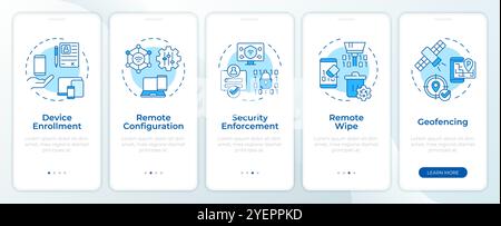 La gestion des appareils comporte un écran bleu de l'application mobile Onboarding Illustration de Vecteur