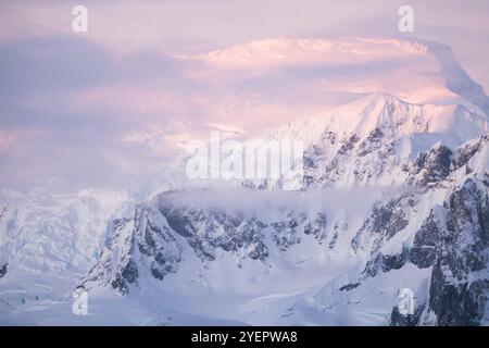 Rose belle aube en Antarctique. Banque D'Images