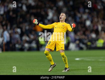 Madrid, 10/26/2024. Journée 11 de la Ligue a joué au stade Santiago Bernabeu entre le Real Madrid et Barcelone. Sur la photo, Iñaki Peña. Photo : Ignacio Gil. ARCHDC. Crédit : album / Archivo ABC / Ignacio Gil Banque D'Images