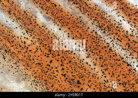 Vue aérienne, Namibie, Afrique, Kalahari, paysage, désert, dunes, trou d'eau, structure, moulé, vent, Afrique Banque D'Images