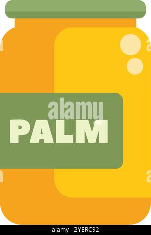 Illustration représentant un pot en verre rempli d'huile de palme, un ingrédient utilisé dans la cuisine et les produits de beauté Illustration de Vecteur