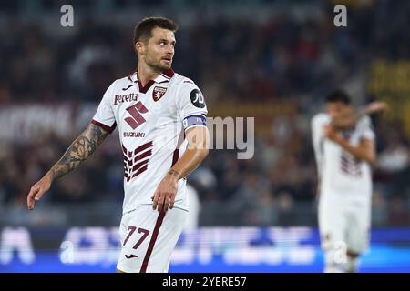 Rome, Italie. 31 octobre 2024. Karol Linetty de Turin regarde pendant le championnat italien Serie A match de football entre L'AS Roma et le Torino FC on Banque D'Images