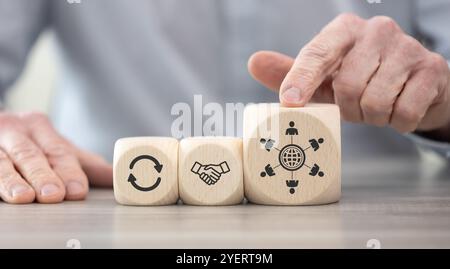 Wooden blocks with symbol of bpo concept Banque D'Images