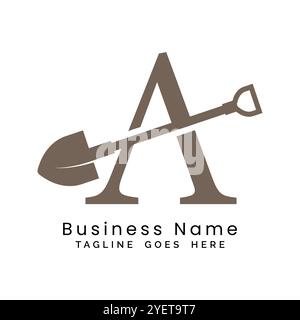 Logo lettre A pelle. Alphabet Une icône de construction Illustration de Vecteur