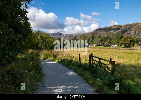 Beaux paysages près d'Elterwater dans le Lake District, Cumbria, Angleterre. Une journée ensoleillée au début de l'automne. Banque D'Images