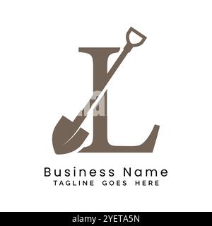 Logo lettre l pelle. Icône de construction Alphabet L. Illustration de Vecteur
