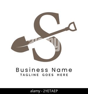 Logo lettre S pelle. Icône de construction Alphabet S. Illustration de Vecteur