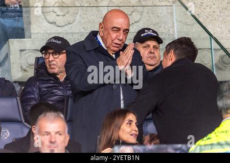 Adriano Galliani est vu lors du match de Serie A entre Atalanta BC et AC Monza le 30 2024 octobre au Gewiss Stadium de Bergame, en Italie Banque D'Images