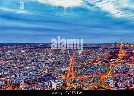 Vue depuis la tour Montparnasse sur le magnifique Paris au début du printemps. Banque D'Images