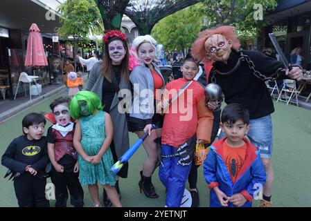 Melbourne, Victoria, Australie. 31 octobre 2024. Les gens célèbrent Halloween à Yarra ville à Melbourne. Halloween, ou Hallowe'enless communément appelé Allhalloween, All Hallows' Eve ou All Saints' Eve) est une célébration observée dans de nombreux pays le 31 octobre, la veille de la fête chrétienne occidentale de tous les Hallows' Day. C'est au début de l'observance d'Allhallowtide, le temps de l'année liturgique consacrée à la mémoire des morts, y compris les saints (hallows), les martyrs, et tous les fidèles partis dans la culture populaire, le jour est devenu une célébration de l'horreur, étant associé w Banque D'Images