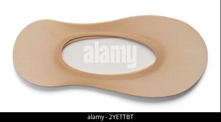 Chaussettes de chaussettes brunes fines découpées sur blanc. Banque D'Images