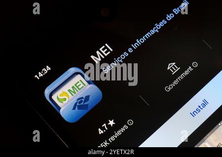 1er novembre 2024, Brésil. Dans cette illustration photo, le logo de l'application MEI est affiché sur l'écran d'un smartphone Banque D'Images