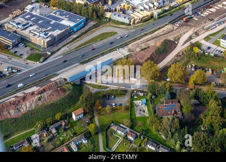 Luftbild, Großbaustelle Autobahnkreuz, Herne mit Autobahn A43 Brücke Forellstraße, Baukau, Herne, Ruhrgebiet, Rhénanie-du-Nord-Westphalie, Deutschland ACHTUNGxMINDESTHONORARx60xEURO *** vue aérienne, jonction autoroute du chantier, Herne avec pont A43 Forellstraße, Baukau, Herne, région de la Ruhr, Rhénanie du Nord-Westphalie, Allemagne ATTENTIONxMINDESTHONORARx60xEURO Banque D'Images