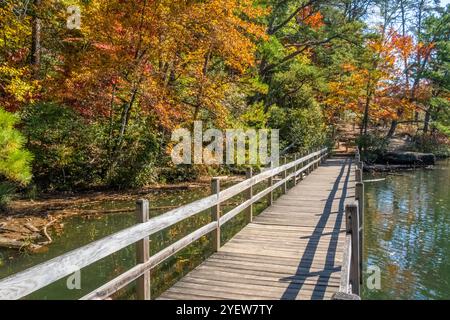 Sentier pédestre passerelle le long du lac de Tallulah Falls au parc national de Tallulah gorge à Tallulah Falls, Géorgie. (ÉTATS-UNIS) Banque D'Images