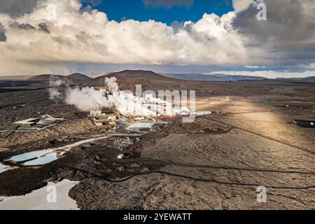 La centrale géothermique de Svartsengi, sur la péninsule de Reykjanes En Islande Banque D'Images