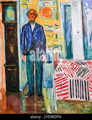 Autoritratto tra il letto e l’orologio ( Autoritratto tra il letto e l’orologio) - olio su tela - Edward Munch - 1940/1943 - Oslo, Museo Munch Banque D'Images