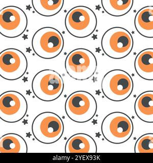 Motif de globe oculaire d'Halloween avec étoiles dispersées vecteur Illustration de Vecteur