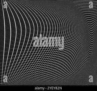 Illustration d'une onde gravitationnelle dans l'espace-temps. L'espace-temps, le traitement de l'espace et du temps comme un tout unifié, a été développé par Einstein dans ses théories de la Relativité. Ici, l'espace-temps est représenté par la grille. Les ondulations dans la grille représentent des ondes de gravité, qui sont des fluctuations de la courbure de l'espace-temps qui se propagent comme une onde, voyageant vers l'extérieur de leur source. La source des ondes de gravité pourrait être un objet massif, ou un événement de haute énergie. Banque D'Images