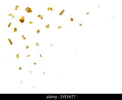 Confettis dorés brillants tombant. Guirlande festive dorée brillante pour bannière de vacances, affiche, flyer, invitation. Illustration vectorielle Illustration de Vecteur