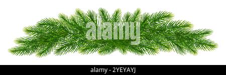 Bordure de Noël de branches de sapin réalistes. Cadre de branches d'arbre de Noël pour saluer le nouvel an et les cartes de Noël, les bannières, les invitations. Vecteur Illustration de Vecteur