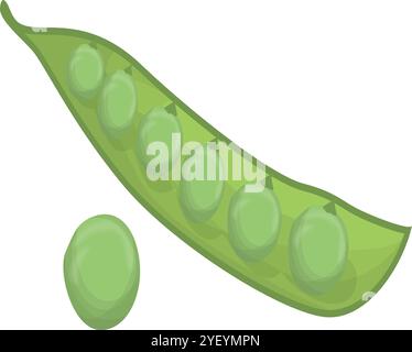 Illustration vectorielle de Green Pea Pod en gros plan légumes crus Illustration de Vecteur