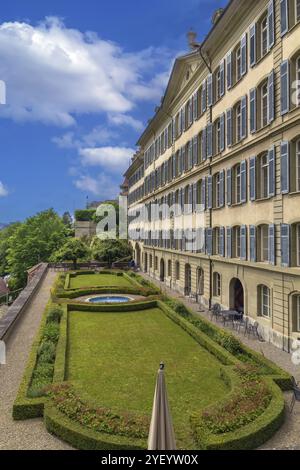 Maisons historiques sur la rive de l'Aar à Berne, Suisse, Europe Banque D'Images