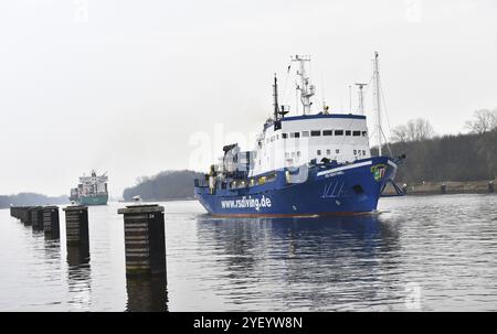 Navire de plongée offshore RS Sentinel dans le canal de Kiel, canal de Kiel, NOK, Schleswig-Holstein, Allemagne, Europe Banque D'Images