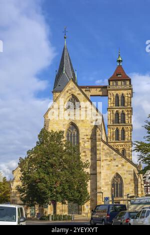 Église paroissiale de Dionysius, Esslingen am Neckar, Allemagne. La basilique avec ses trois nefs et son haut chœur a été construite entre 1220 et environ 1315 Banque D'Images