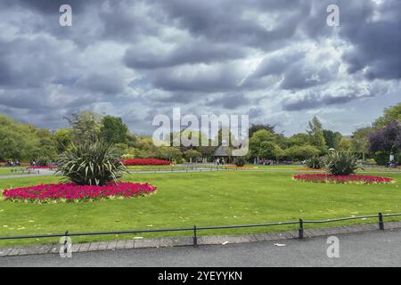 Parterre de fleurs dans St Stephen's Green à Dublin, Irlande, Europe Banque D'Images