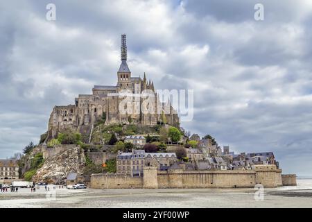 Vue du Mont Saint-Michel, Normandie, France, Europe Banque D'Images