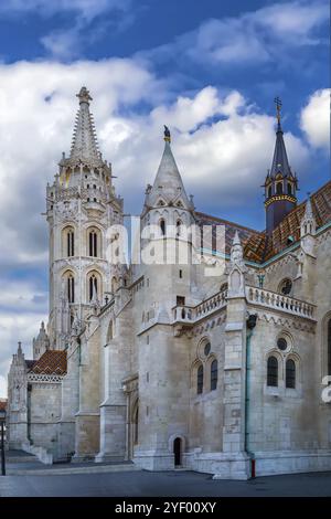 Église de l'Assomption du château de Buda plus communément connu sous le nom d'église Matthias est une église catholique romaine située sur la place de la Sainte Trinité, Banque D'Images